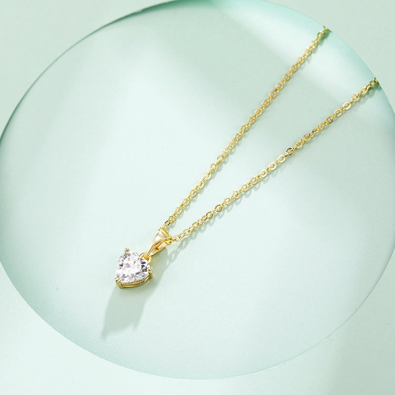 Wholesale Heart Shape Zircon Simple Necklace OLY-NE-XP001