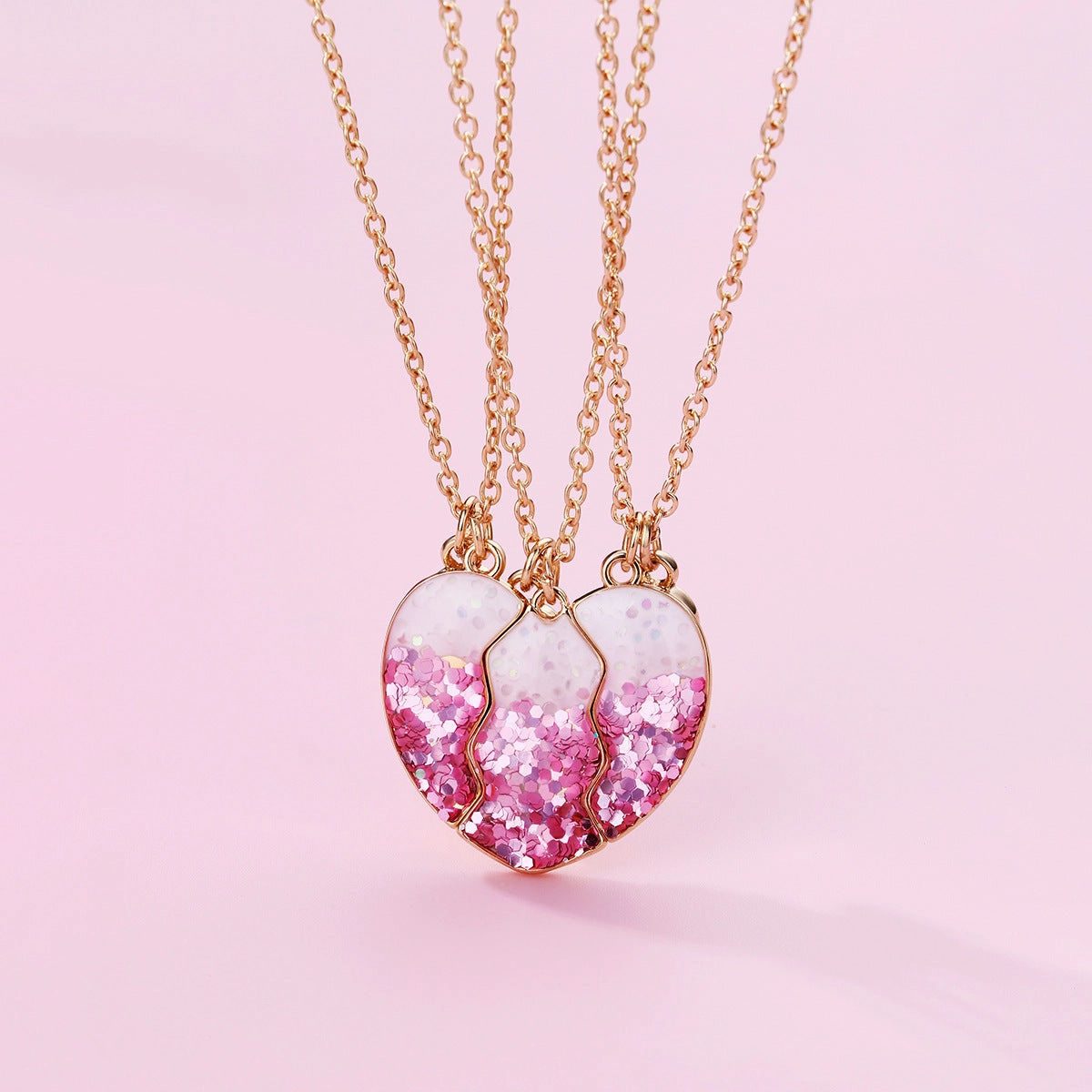Wholesale Heart Shaped Alloy Children's Necklace Three Pieces