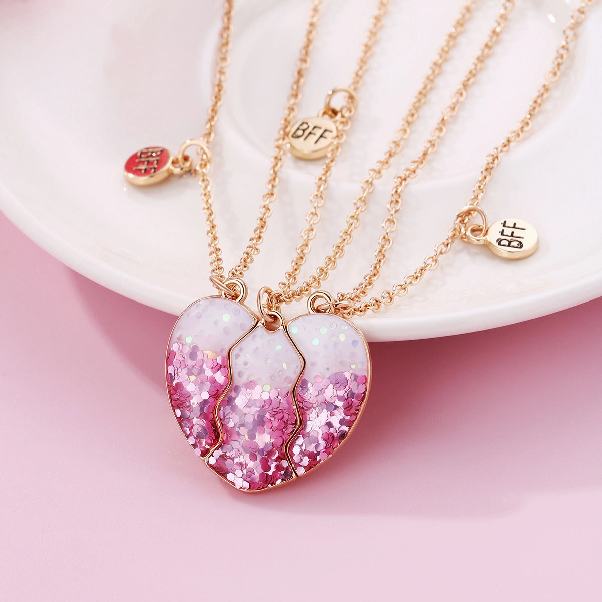 Wholesale Heart Shaped Alloy Children's Necklace Three Pieces