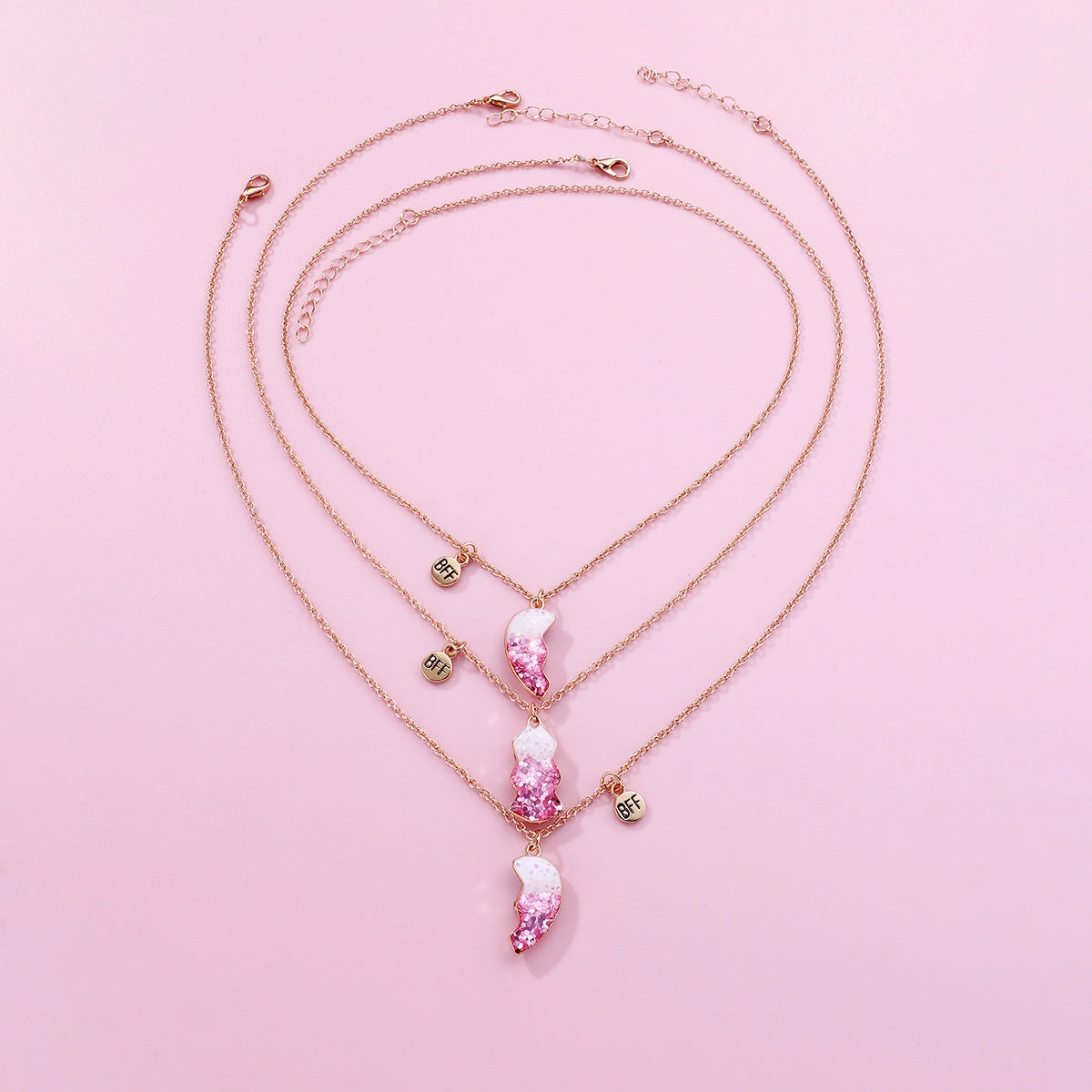 Wholesale Heart Shaped Alloy Children's Necklace Three Pieces