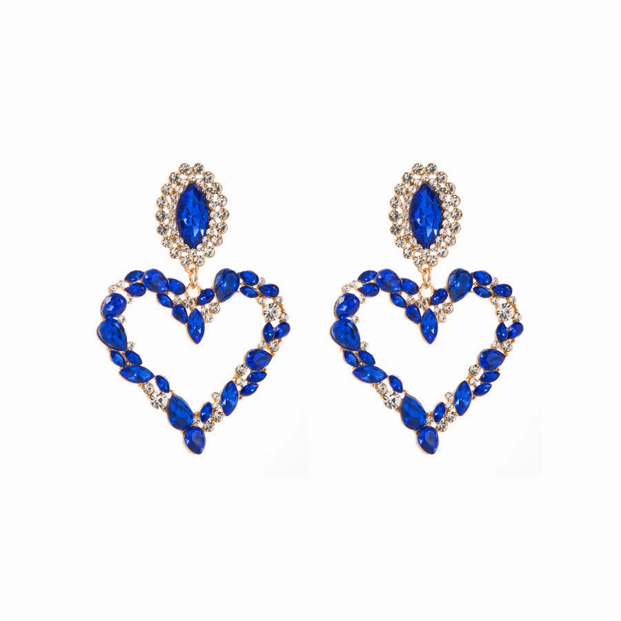 Wholesale Heart-shaped Alloy Inlaid Diamond Earrings