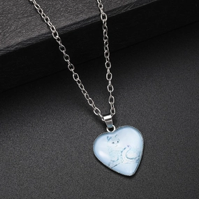 Wholesale Heart-shaped Crystal Cute Kitten Metal Necklaces