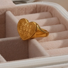 Wholesale Heart Shaped English SELFLOVECLUB Stainless Steel Ring