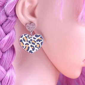 Wholesale Heart shaped Leopard Pattern Earrings Vintage Bohemian Acrylic Earrings