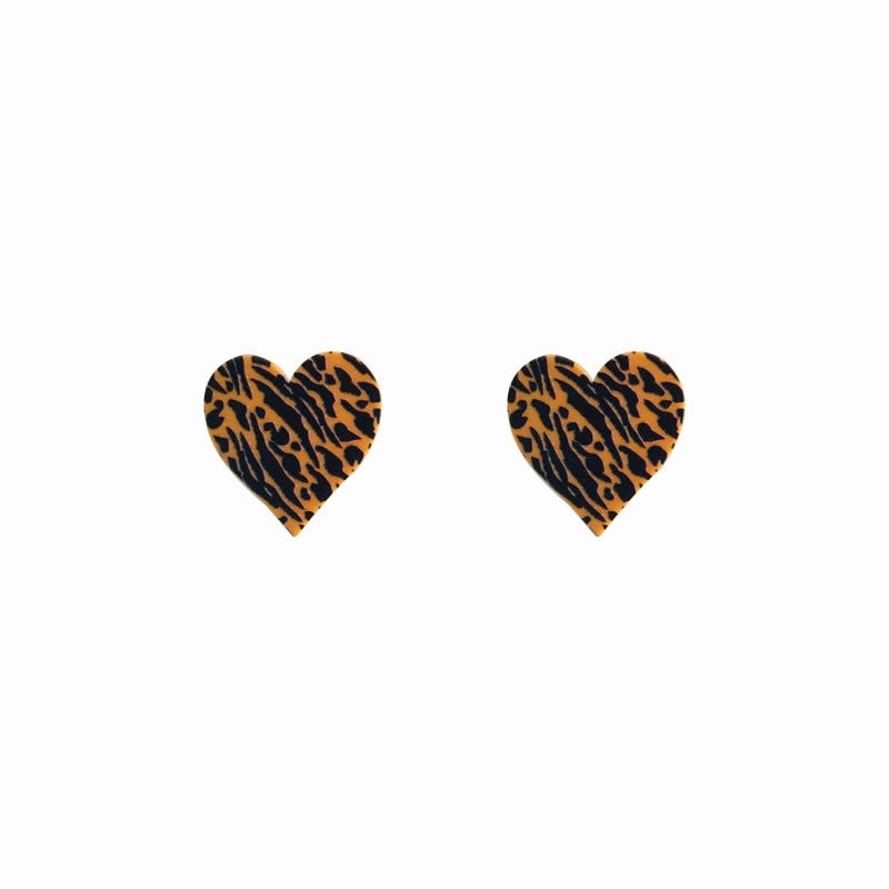 Wholesale Heart Shaped Leopard Print Zebra Print Cow Print Earrings Acrylic