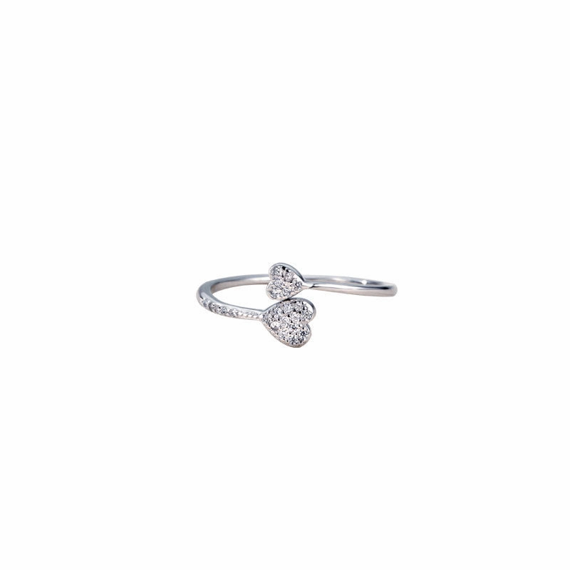 Wholesale Heart-shaped Open Pure Silver Rings