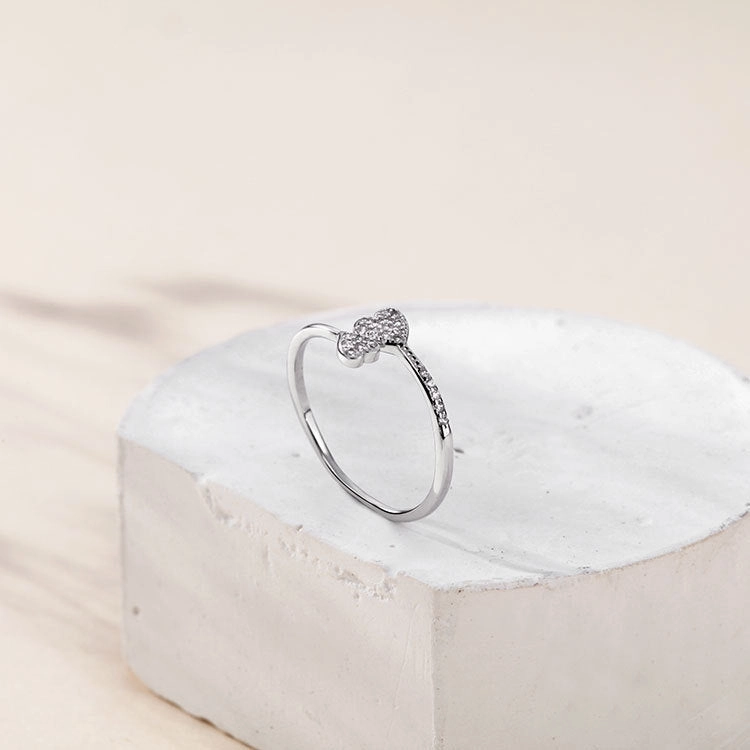 Wholesale Heart-shaped Open Pure Silver Rings