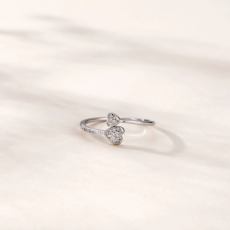 Wholesale Heart-shaped Open Pure Silver Rings