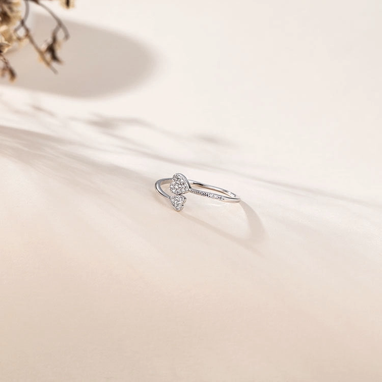 Wholesale Heart-shaped Open Pure Silver Rings