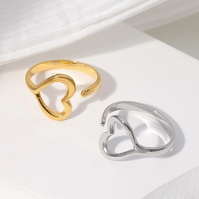 Wholesale Heart-shaped Opening Titanium Steel Rings