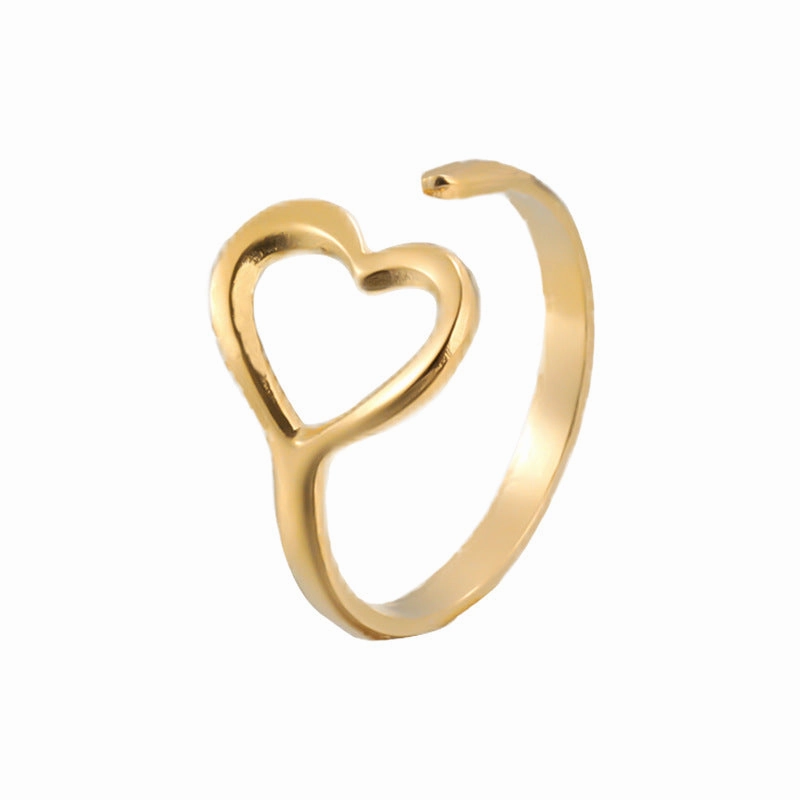 Wholesale Heart-shaped Opening Titanium Steel Rings