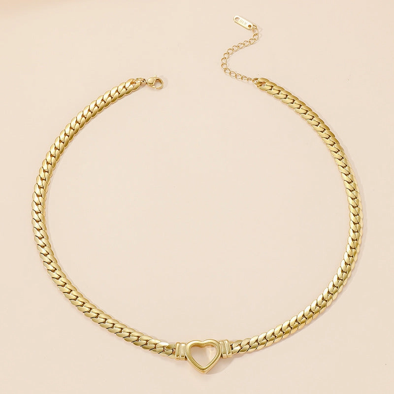 Wholesale Heart Shaped Titanium Steel Necklace Snake Bone Chain Clavicle Chain