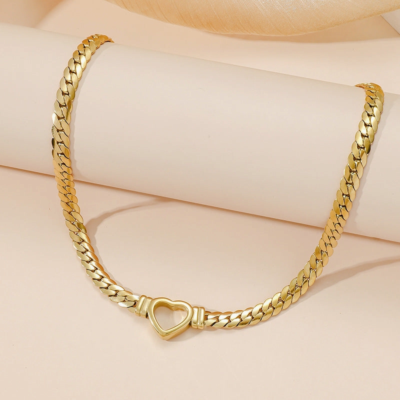 Wholesale Heart Shaped Titanium Steel Necklace Snake Bone Chain Clavicle Chain