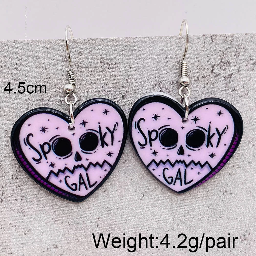 Wholesale Heart Skull Acrylic Earrings