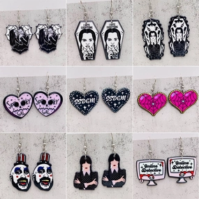 Wholesale Heart Skull Acrylic Earrings