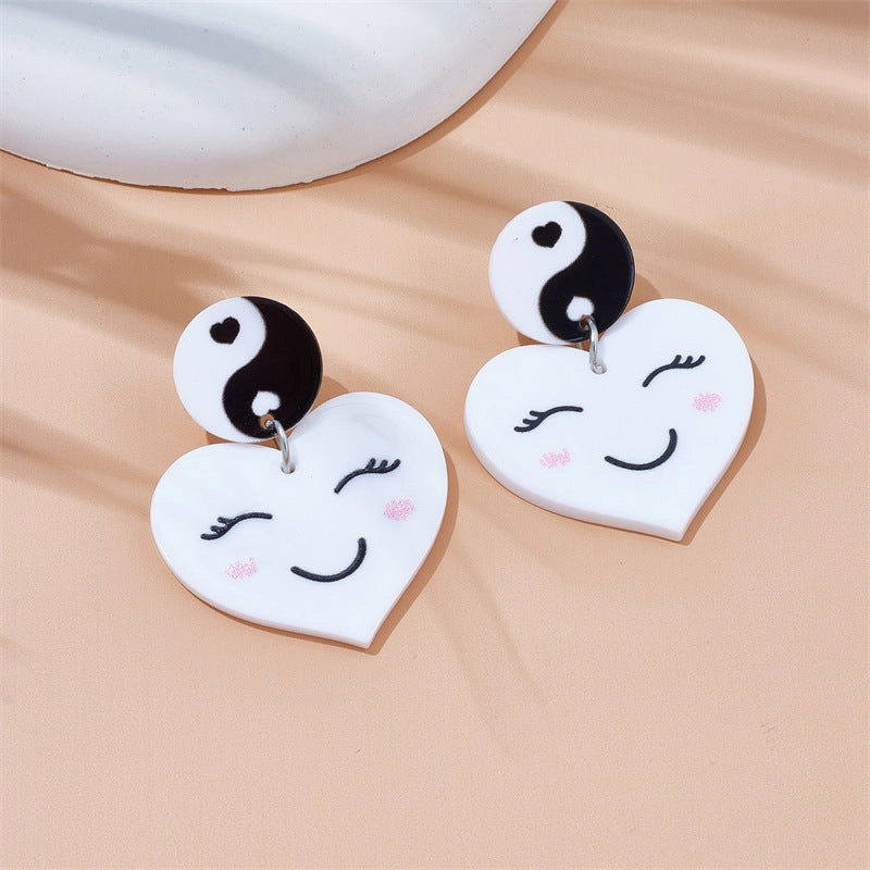 Wholesale Heart Smiley Acrylic Earrings
