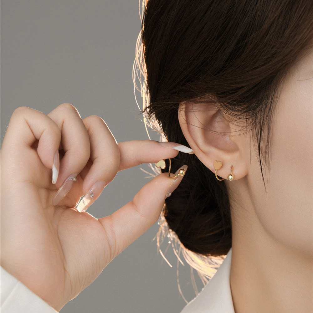 Wholesale Heart Spring Ear Studs Copper Earrings