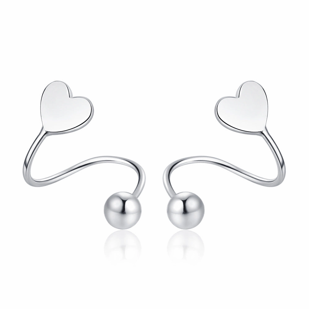 Wholesale Heart Spring Ear Studs Copper Earrings