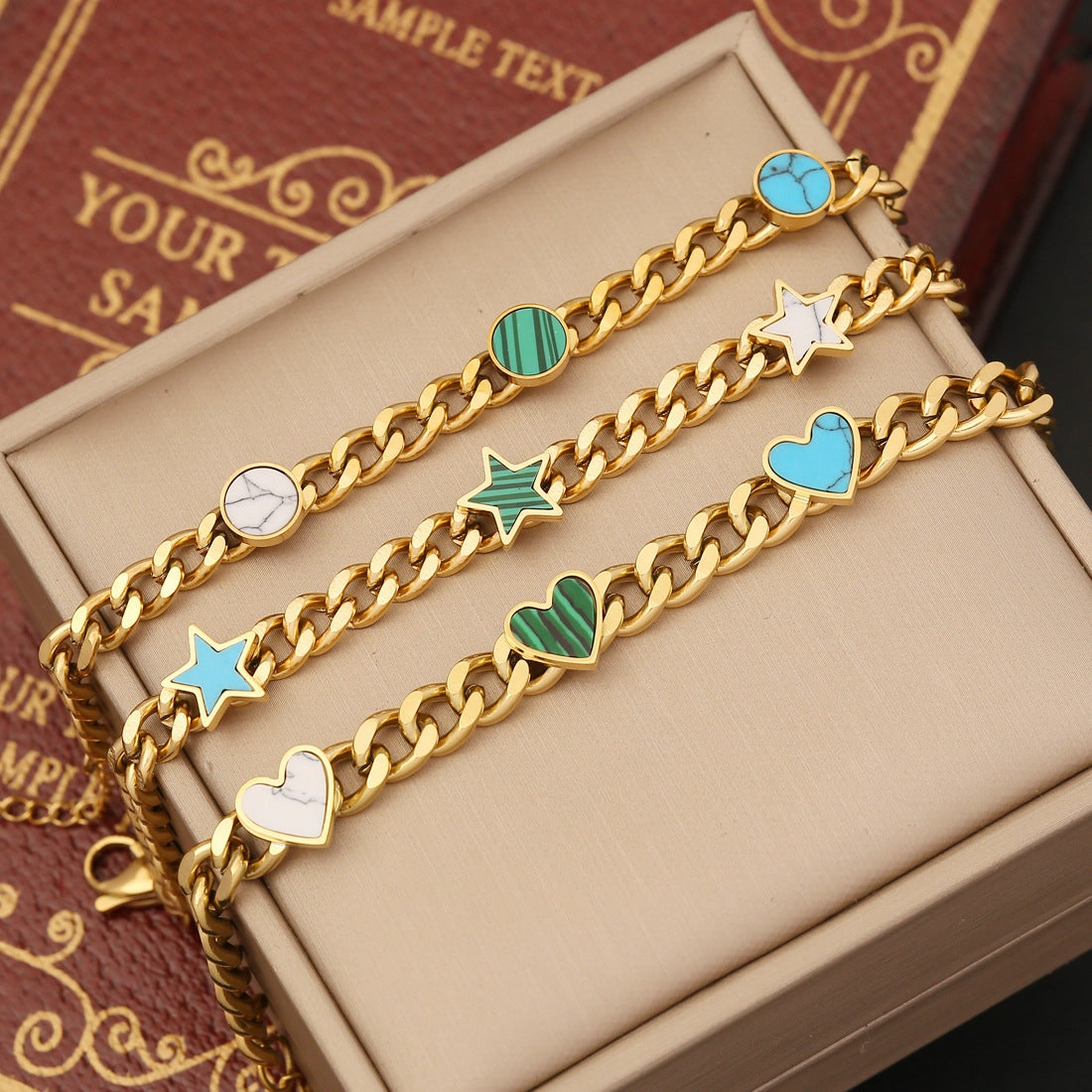 Wholesale Heart Stainless Steel Star Bracelet