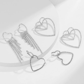 Wholesale Heart Tassel Copper Earrings
