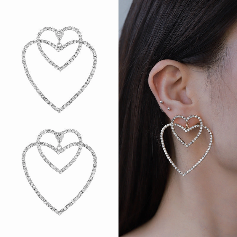 Wholesale Heart Tassel Copper Earrings