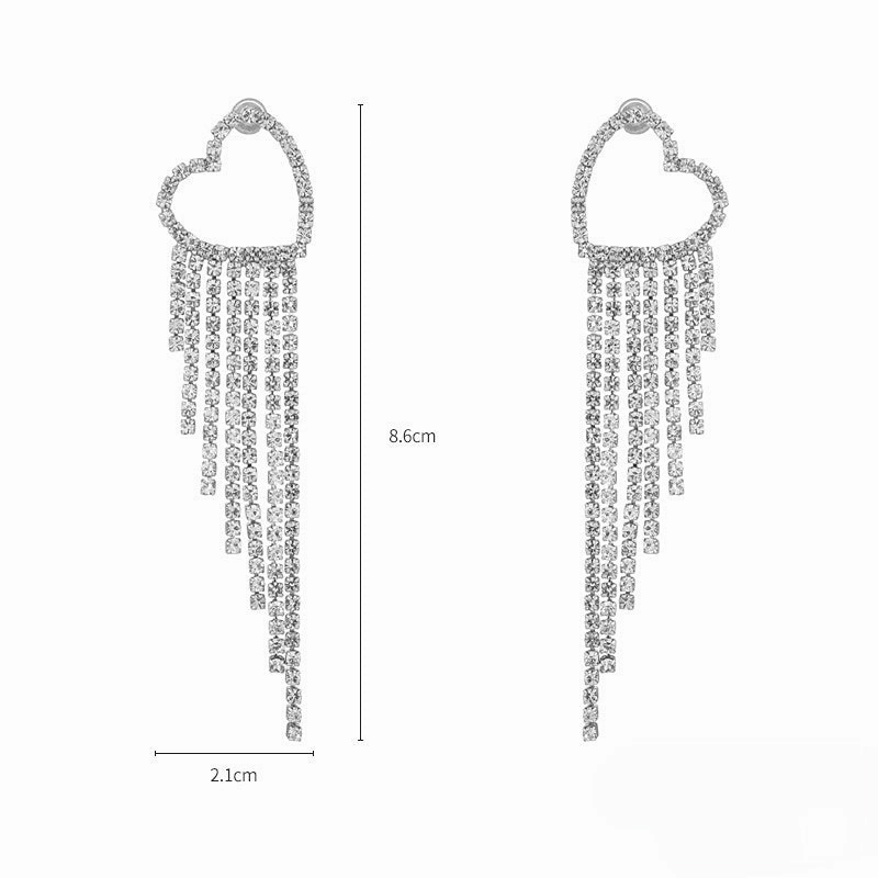 Wholesale Heart Tassel Copper Earrings