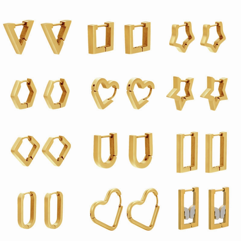 Wholesale Heart Triangle Geometric Gold Plated Earrings