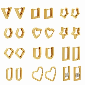Wholesale Heart Triangle Geometric Gold Plated Earrings