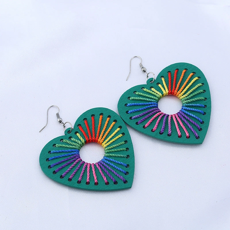 Wholesale Heart Wrap Mixed Color Wooden Earrings