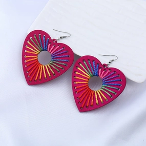 Wholesale Heart Wrap Mixed Color Wooden Earrings