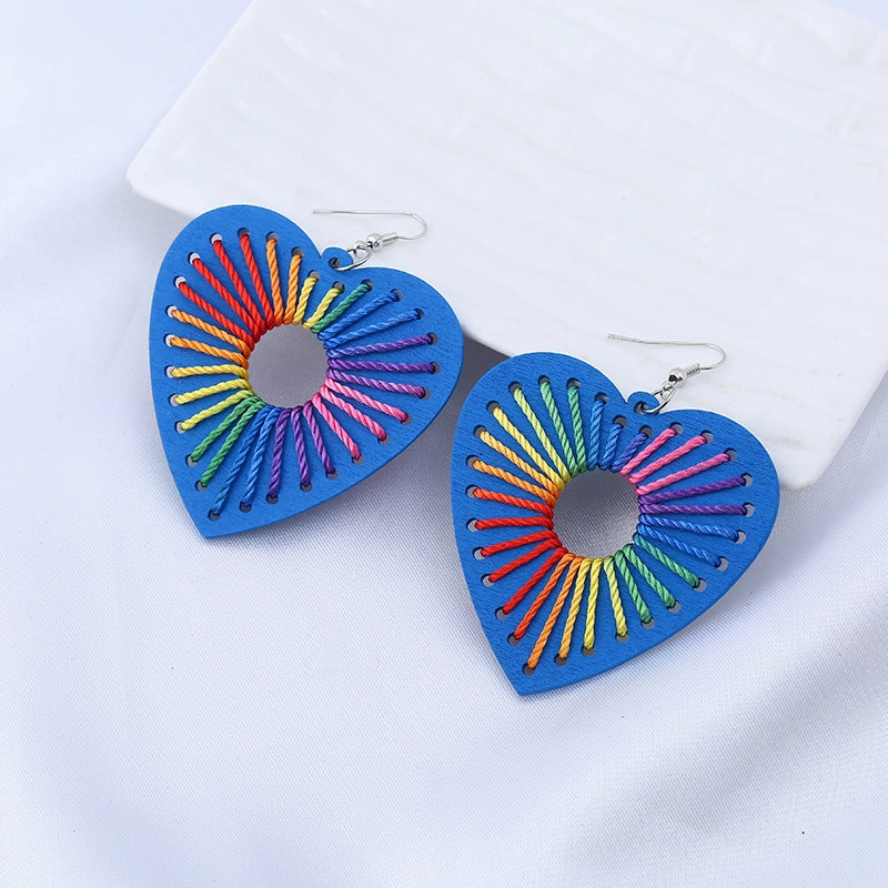Wholesale Heart Wrap Mixed Color Wooden Earrings