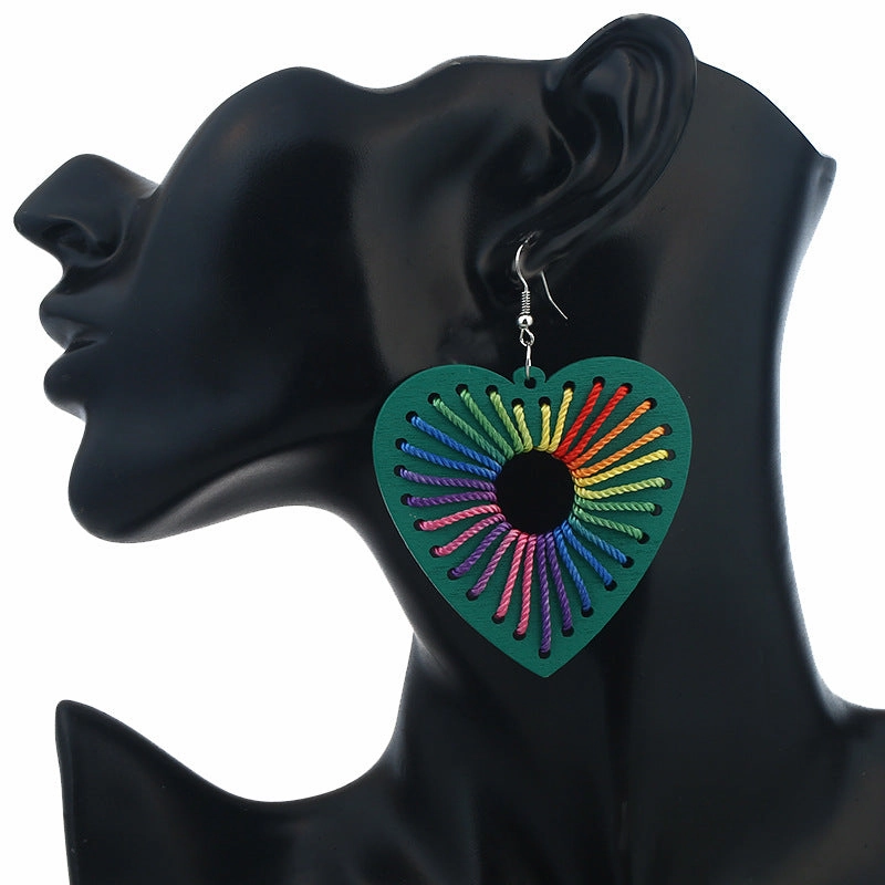 Wholesale Heart Wrap Mixed Color Wooden Earrings