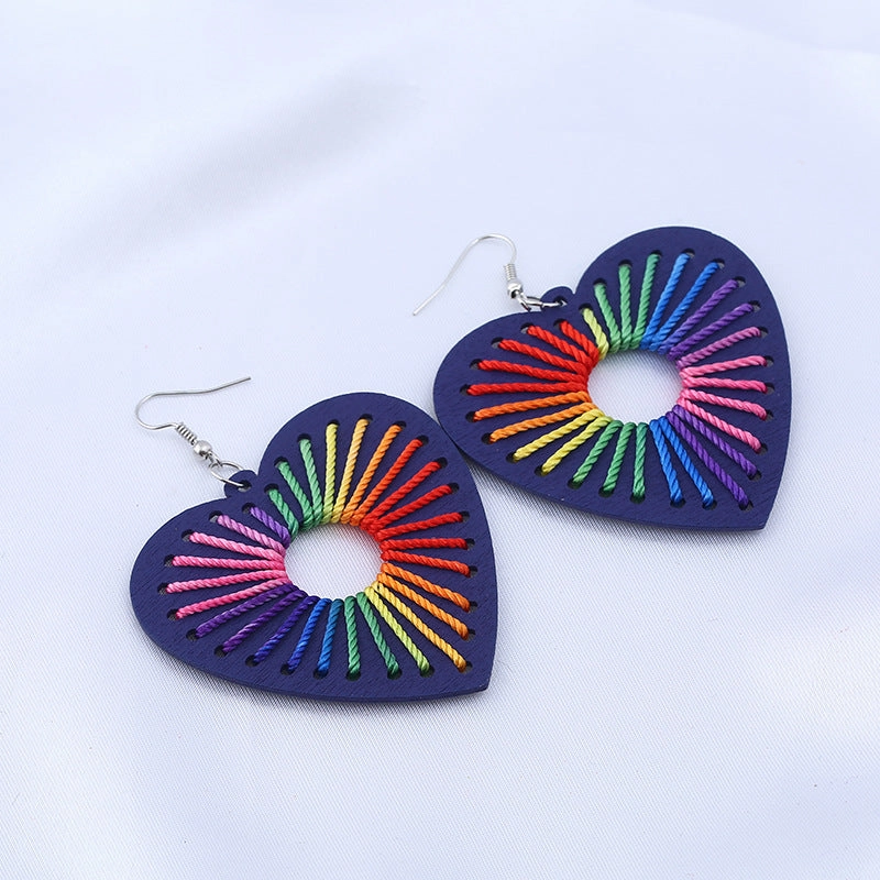 Wholesale Heart Wrap Mixed Color Wooden Earrings
