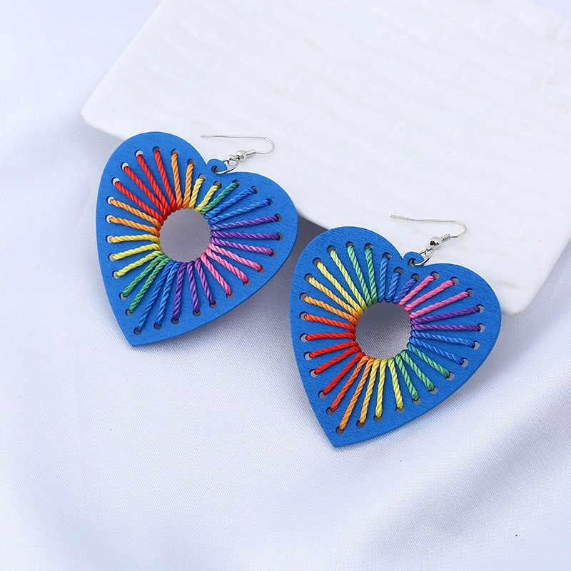 Wholesale Heart Wrap Mixed Color Wooden Earrings