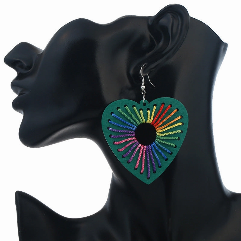 Wholesale Heart Wrap Mixed Color Wooden Earrings