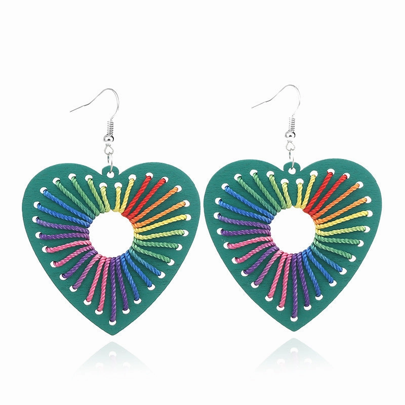 Wholesale Heart Wrap Mixed Color Wooden Earrings