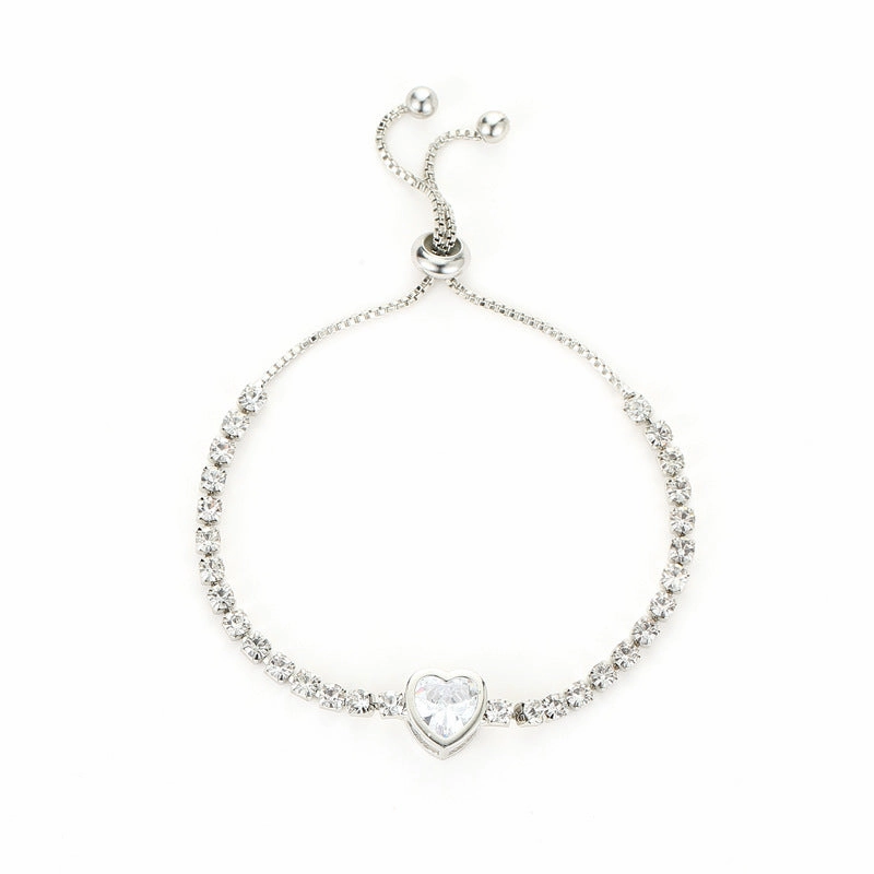 Wholesale Heart Zircon Copper Bracelet