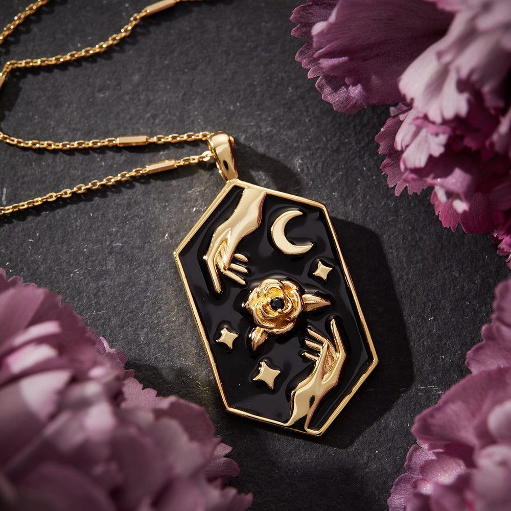 Wholesale Hexagonal Carved Rose Copper Necklaces