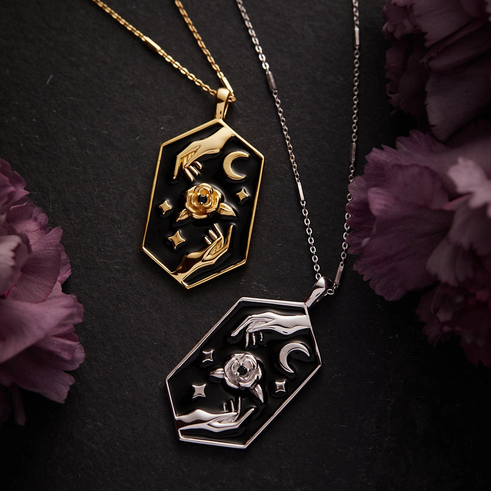Wholesale Hexagonal Carved Rose Copper Necklaces