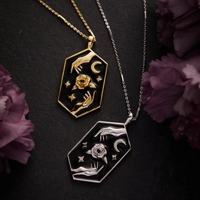 Wholesale Hexagonal Carved Rose Copper Necklaces