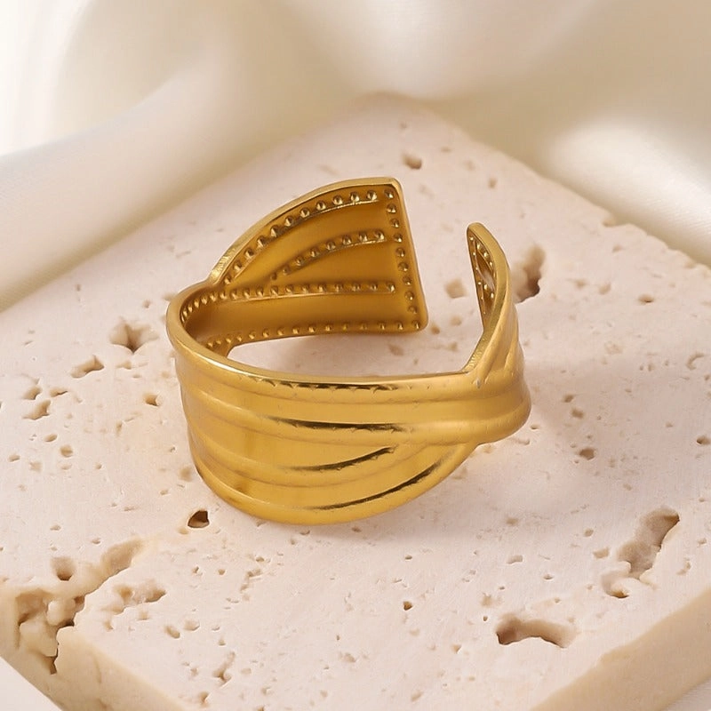 Wholesale High-end Retro Fashion Niche Open Design Adjustable Titanium Steel Stainless Steel Plated 18k Gold Rings