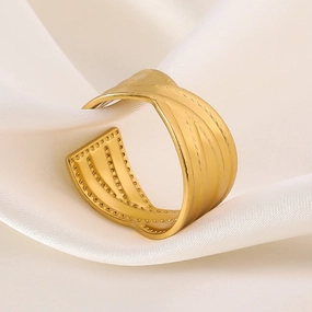 Wholesale High-end Retro Fashion Niche Open Design Adjustable Titanium Steel Stainless Steel Plated 18k Gold Rings