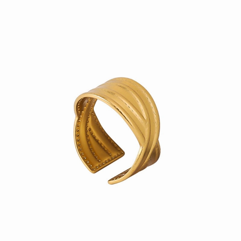 Wholesale High-end Retro Fashion Niche Open Design Adjustable Titanium Steel Stainless Steel Plated 18k Gold Rings