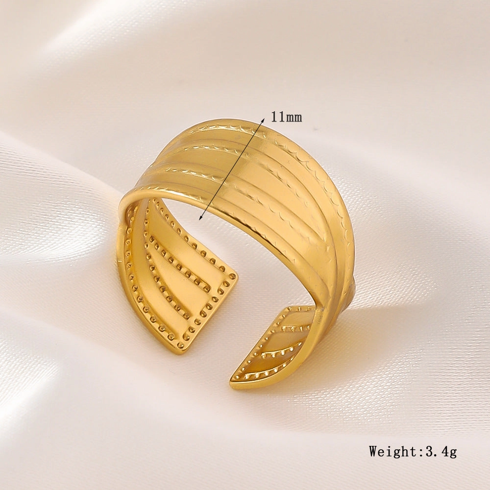 Wholesale High-end Retro Fashion Niche Open Design Adjustable Titanium Steel Stainless Steel Plated 18k Gold Rings