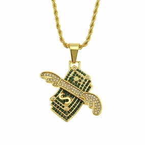 Wholesale Hip Hop Diamond Angel Wings Necklace Alloy
