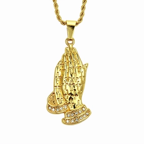 Wholesale Hip Hop Domineering Punk Buddha Hand Diamond Pendant Men's Alloy Necklace