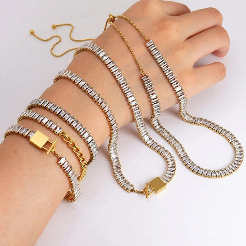 Wholesale Hip Hop Micropaved Single Row Cubic Zirconia Bracelet