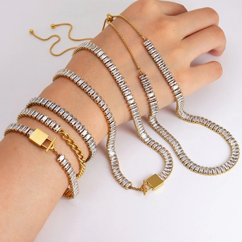 Wholesale Hip Hop Micropaved Single Row Cubic Zirconia Bracelet