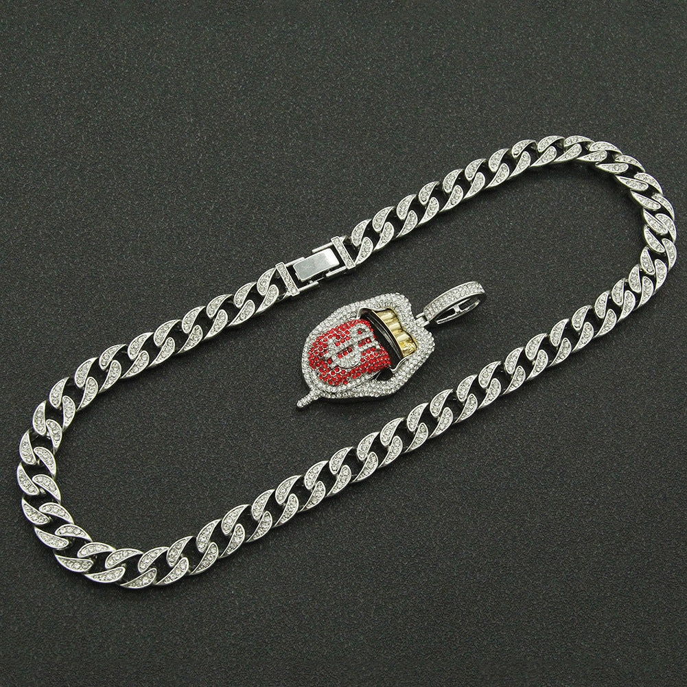 Wholesale Hip Hop Rap Rap Decorated Full Diamond Three-dimensional Dollar Tongue Pendant