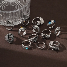 Wholesale Hip-hop Style Trendy Retro Zinc Alloy Open Adjustable Ring
